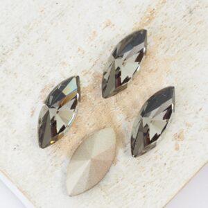 7x15 mm Preciosa Fancy Navette Black Diamond x 4 pc(s)