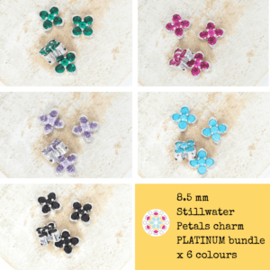 8.5 mm Stillwater Petals charm Platinum bundle x 6 colours