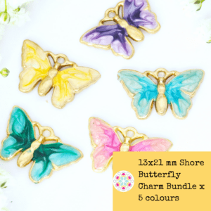 13x21 mm Shore Butterfly Charm Bundle x 5 colours