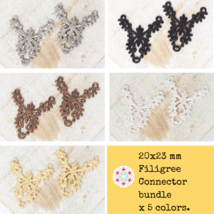 20x23 mm Filigree Connector bundle x 5 colors.