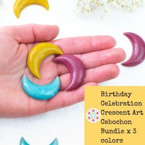 Birthday Celebration Crescent Art Cabochon Bundle