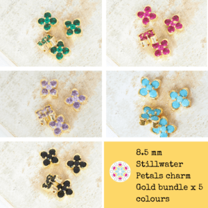 8.5 mm Stillwater Petals charm Gold bundle x 5 colours