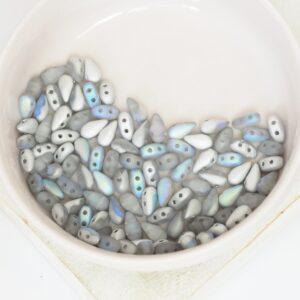 3x6 mm DropDuo Crystal Silver Rainbow Matted x 100 pc(s)