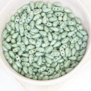 3x6 mm DropDuo Chalk White Teal Luster x 100 pc(s)