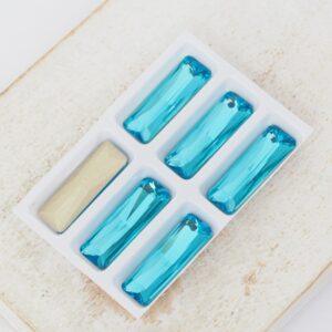 5x15 mm Princess Baguette glass cabochon Aquamarine x 6 pc(s)