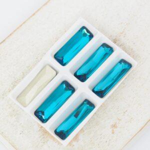 5x15 mm Princess Baguette glass cabochon Blue Zircon x 6 pc(s)