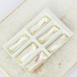 5x15 mm Princess Baguette glass cabochon Crystal Luminous Green x 6 pc(s)