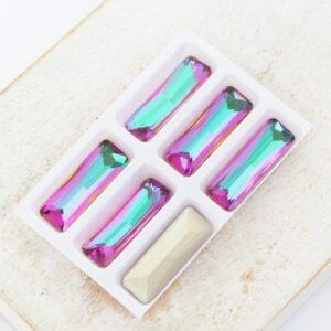 5x15 mm Princess Baguette glass cabochon Heliotrope x 6 pc(s)