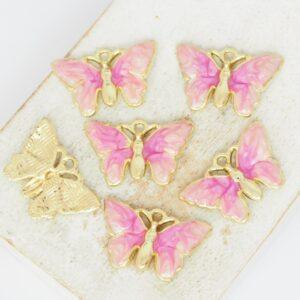 13x21 mm Shore Butterfly Charm Pink Gold-colored x 6 pc(s)