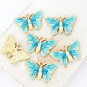 13x21 mm Shore Butterfly Charm Sky Blue Gold-colored x 6 pc(s)