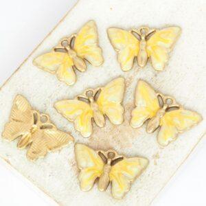 13x21 mm Shore Butterfly Charm Sunshine Gold-colored x 6 pc(s)