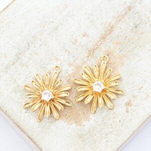 16x18 mm Firework Flower Charm Gold-colored x 2 pc(s)