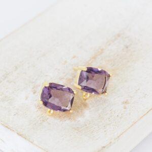 7x9 mm Rectangle Earstud with Loop Amethyst Gold-colored x 2 pc(s)