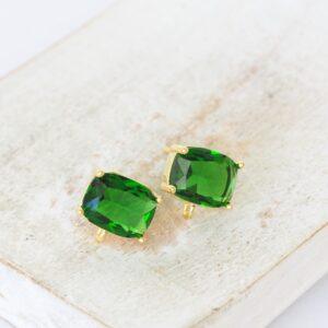 7x9 mm Rectangle Earstud with Loop Fern Green Gold-colored x 2 pc(s)