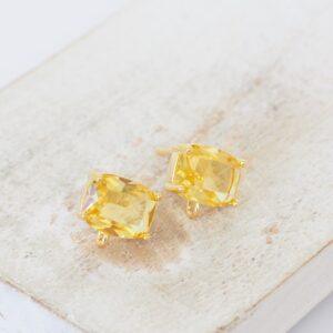 7x9 mm Rectangle Earstud with Loop Light Topaz Gold-colored x 2 pc(s)