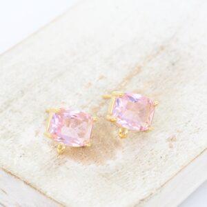 7x9 mm Rectangle Earstud with Loop Princess Pink Gold-colored x 2 pc(s)