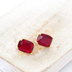 7x9 mm Rectangle Earstud with Loop Siam Gold-colored x 2 pc(s)