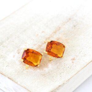7x9 mm Rectangle Earstud with Loop Topaz Gold-colored x 2 pc(s)