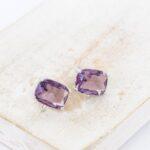 7x9 mm Rectangle Earstud with Loop Amethyst Platinum-colored x 2 pc(s)