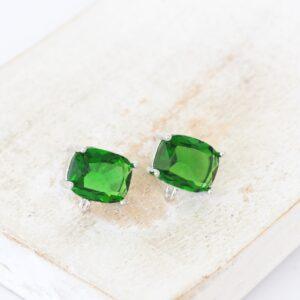 7x9 mm Rectangle Earstud with Loop Fern Green Platinum-colored x 2 pc(s)