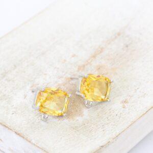 7x9 mm Rectangle Earstud with Loop Light Topaz Platinum-colored x 2 pc(s)