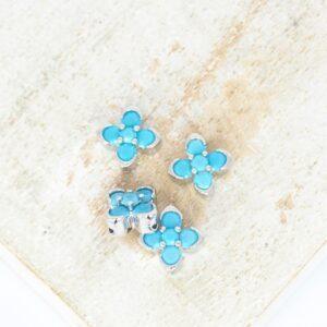 8.5 mm Stillwater Petals charm Blue Platinum-colored x 4 pc(s)