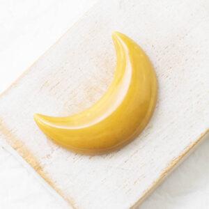 14x35 mm Crescent Beadingschool Art Cabochon Gilded Sun on light clay x 1 pc(s)