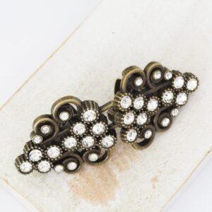 28x63 mm Crystal Wood Brooch Clips Antique bronze x 1 pc(s)