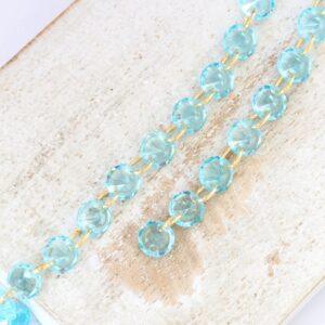5 mm Waterfall Crystal Chain Light Blue Gold-colored x 20 cm