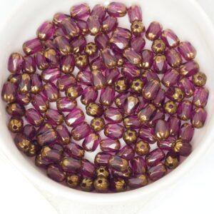 4x6 mm Fire-polished beads Amethyst Bronze x 30 pc(s)