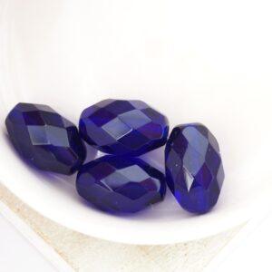 10x15 mm Oval Fire-polished beads Cobalt Transparent x 4 pc(s)