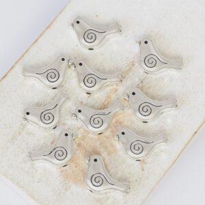 9x15 mm Cute Bird beads Platinum-colored x 10 pc(s)"