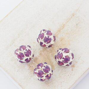 10 mm Preciosa fancy ball bead Amethyst Opal in Silver-colored setting x 4 pc(s)