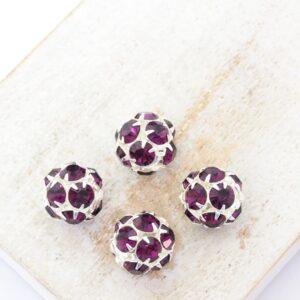10 mm Preciosa fancy ball bead Amethyst in Silver-colored setting x 4 pc(s)