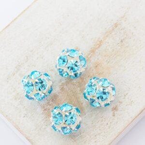 10 mm Preciosa fancy ball bead Aqua Bohemica in Silver-colored setting x 4 pc(s)