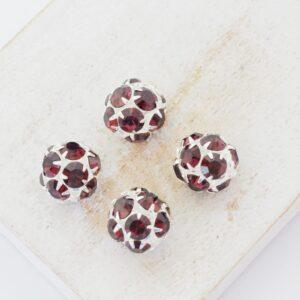 10 mm Preciosa fancy ball bead Burgundy in Silver-colored setting x 4 pc(s)
