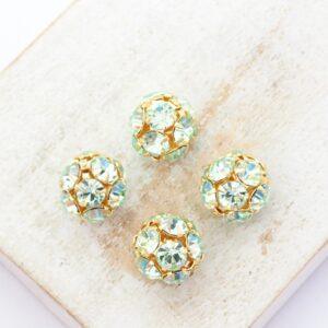 10 mm Preciosa fancy ball bead Chrysolite in Gold-colored setting x 4 pc(s)