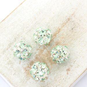 10 mm Preciosa fancy ball bead Chrysolite in Silver-colored setting x 4 pc(s)