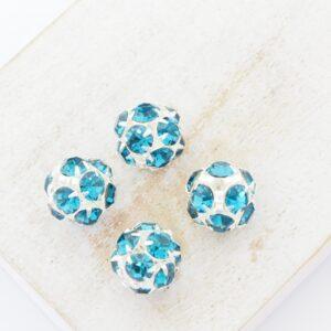10 mm Preciosa fancy ball bead Indicolite in Silver-colored setting x 4 pc(s)