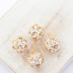 10 mm Preciosa fancy ball bead Light Peach in Silver-colored setting x 4 pc(s)