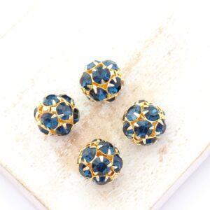 10 mm Preciosa fancy ball bead Montana in Gold-colored setting x 4 pc(s)