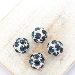 10 mm Preciosa fancy ball bead Montana in Silver-colored setting x 4 pc(s)