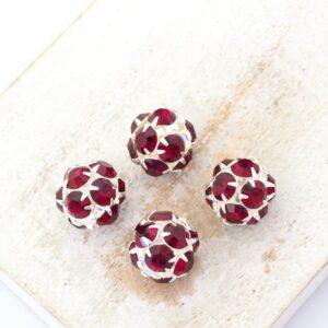 10 mm Preciosa fancy ball bead Siam in Silver-colored setting x 4 pc(s)