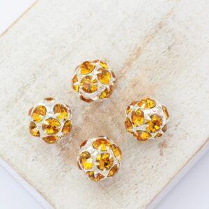 10 mm Preciosa fancy ball bead Topaz in Silver-colored setting x 4 pc(s)