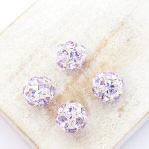 10 mm Preciosa fancy ball bead Violet in Silver-colored setting x 4 pc(s)