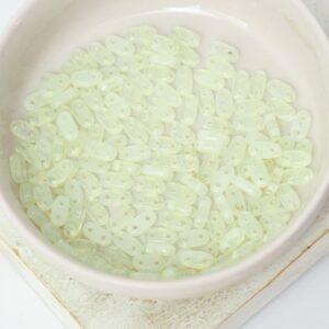 2x6 mm 2-hole Bar Beads Milky Jonquil  x 10 g
