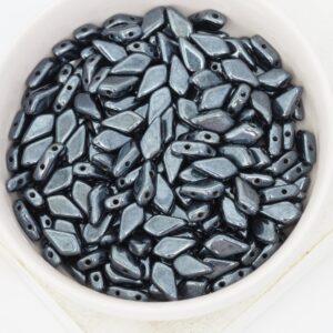 5x9 mm 2-hole Kite beads Jet Hematite x 10 g