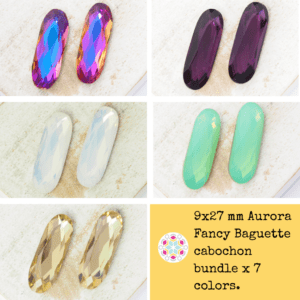 9x27 mm Aurora Fancy Baguette cabochon bundle x 7 colors.
