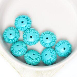 8x14 mm Synthetic Flower Coral Beads Turquoise x 8 pc(s)