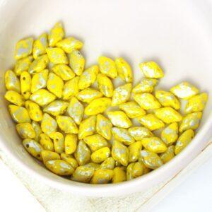 5x8 mm Gemduo Silver Splash Opaque Yellow x 10 g